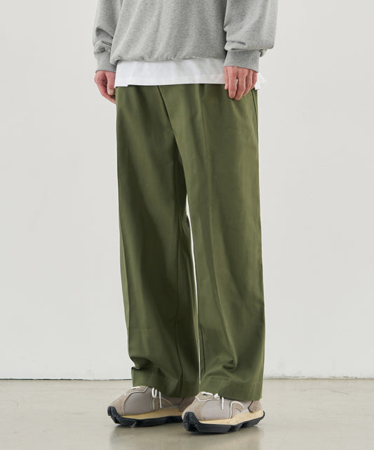 Pleated Wide Chino Pants - KHAKI