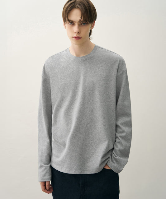 Essential Cropped Long Sleeve Tee - GREY