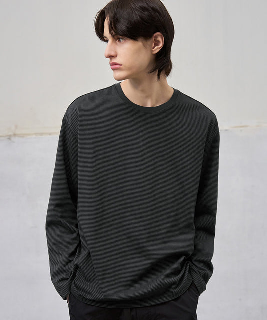 Relaxed Stripe Tee - CHARCOAL