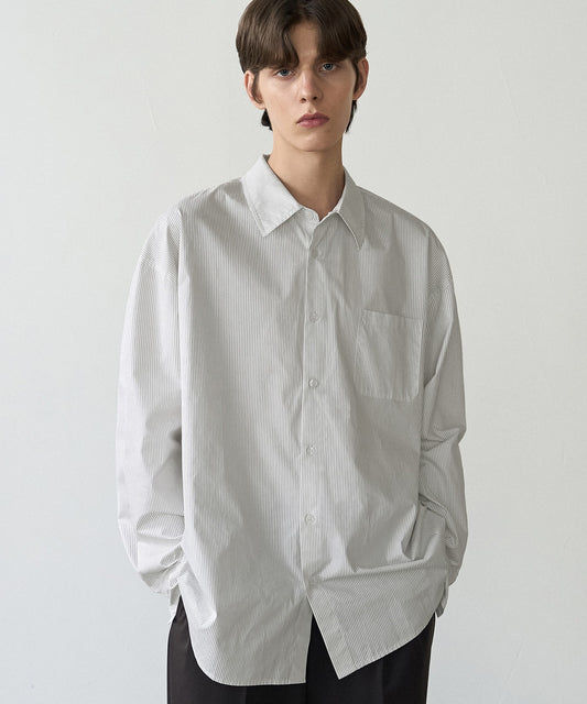 Minimal Pinstripe Shirt - WHITE