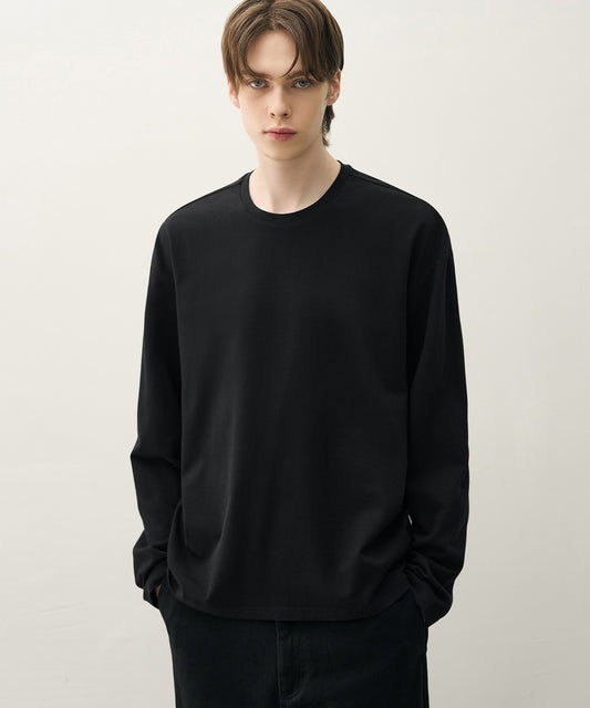 Essential Cropped Long Sleeve Tee - BLACK