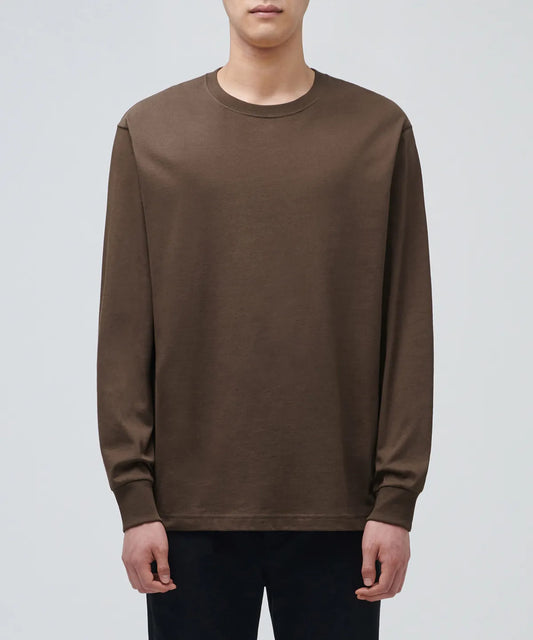 Crew Neck Long-Sleeved T-Shirt [Brown]