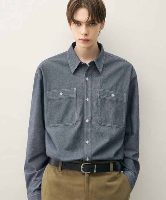 Washed Chambray Work Shirt - INDIGO