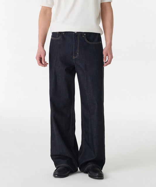 Big Wide Denim Pants [Deep indigo]