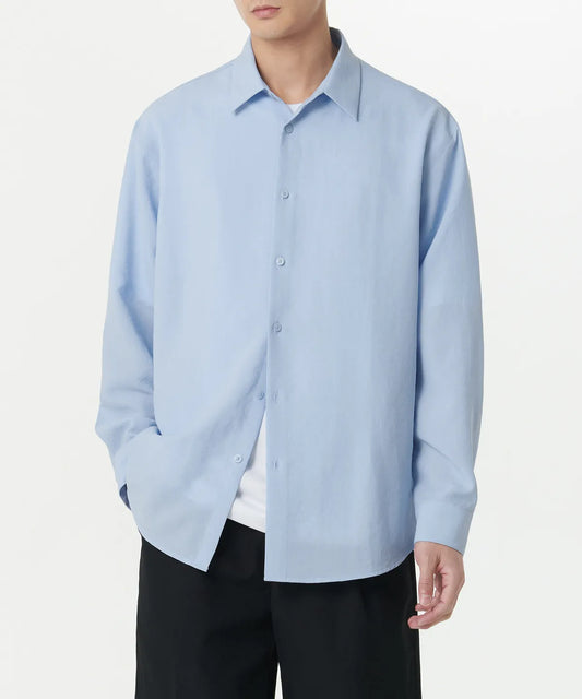 Relaxed Linen Like Shirt [Sky Blue]