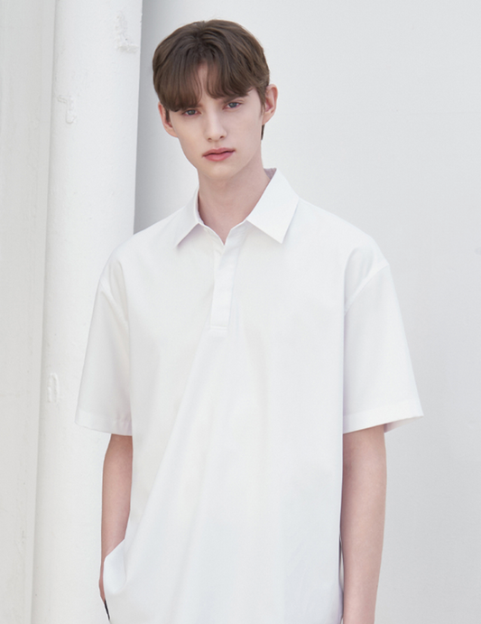 Oversized Pullover Shirt - WHITE