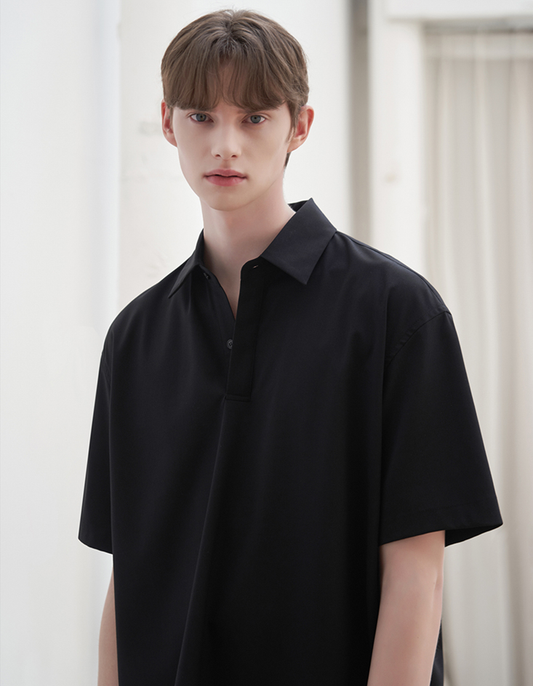 Oversized Pullover Shirt - BLACK