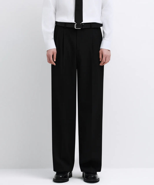 Real Wide Hidden Banding Slacks [Black]