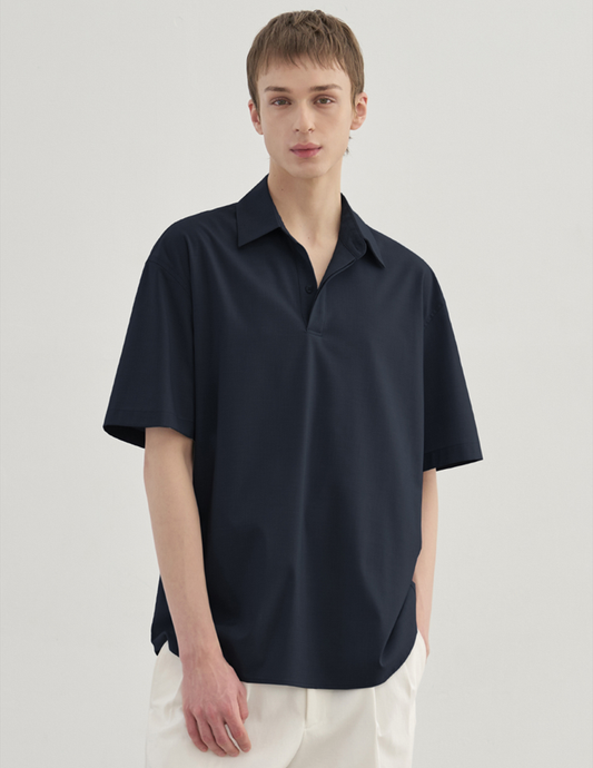 Oversized Pullover Shirt - NAVY