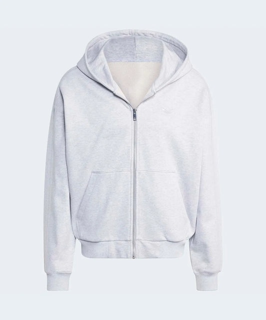 Adidas Premium Essential Full Zip Hoodie Light Gray Header JW1071