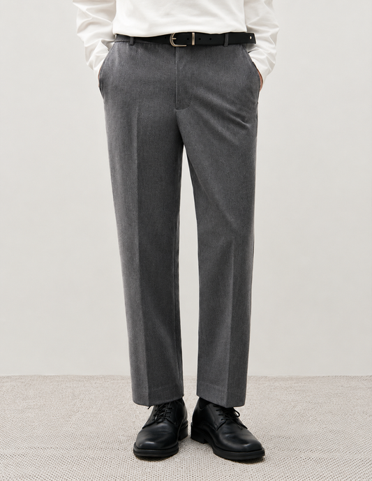 Hidden Banding Tapered Slacks - GRAY