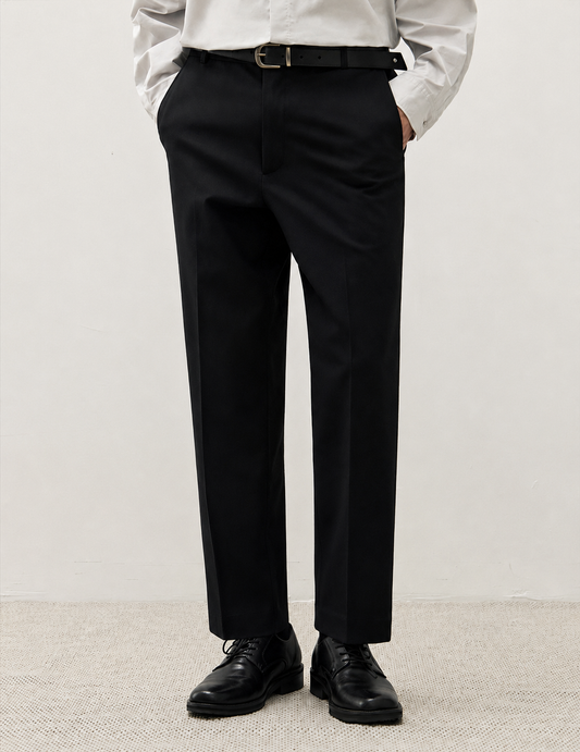 Hidden Banding Tapered Slacks - BLACK