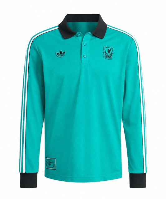 Adidas Liverpool FC Terrace Icon Long Sleeve Polo Shirt Mint JW5471