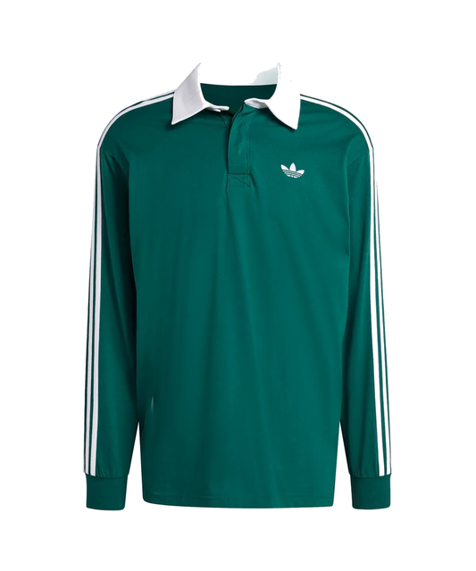 Adidas 3-Stripe Rugby Long Sleeve Polo Green