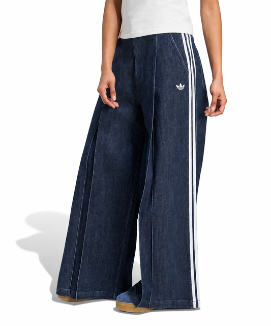 Adidas Denim Pleated Wide Leg Pants Indigo Denim LE8302